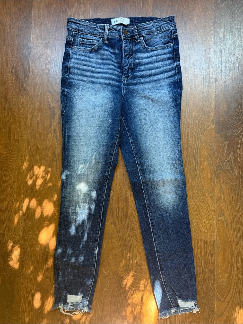 Parker Women's Blue Washed Distressed Skinny Jeans